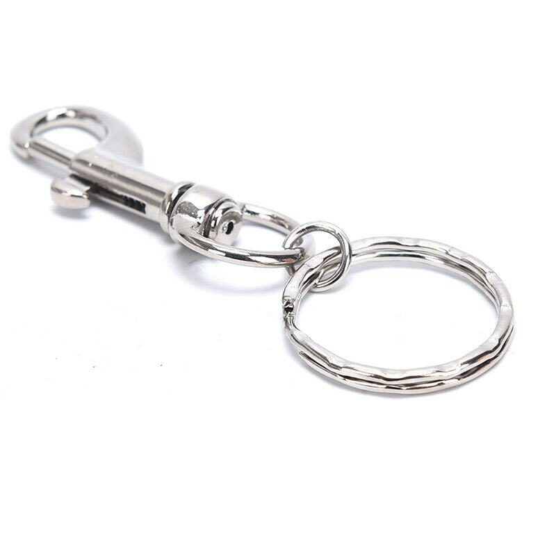 10X 25mm Lobster Clasp Ripple Keychain Split Ring Short Chain Key Ring DIY F Nw