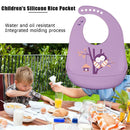 Cartoon Silicone Kids Bib Waterproof Baby Feeding Adjustable Apron (Purple) A