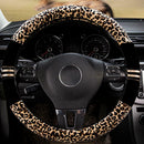 1Pc Leopard Print Plush Car SUV Steering Wheel Cover Keep Warm EPN UJR