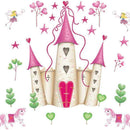 Cartoon Wall Stickers Princess Fairy Castle Wall Decals Kids Nursery Bedroo O0U9