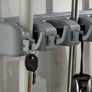 Home Kitchen Mop Broom Holder Garage Tool Organizer with Hook Grey 4 Slots
