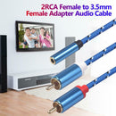 2RCA Female to 3.5 mm Female Mic Audio Y Splitter  Cable Extension Wire for Phon