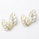 10 Lot Rhinestone Diamante Alloy Leaf Embellishments Buttons Flat Back Decor