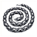 Jewelry Men Necklace, Stainless Steel wide Biker King Chain Necklace, Black