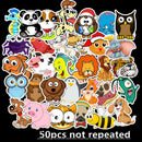 50pcs Cartoon Animal Waterproof Stickers Laptop Skateboard Refrigerator DSEAU