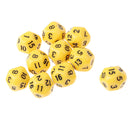 10pcs 16 Sided D16 14mm Acrylic Opaque Dice for Role Playing Game RPG Yellow