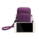 Women Nylon Messenger Bag Arm Pack Sports Small Mobile Phone Pouch (Purple)