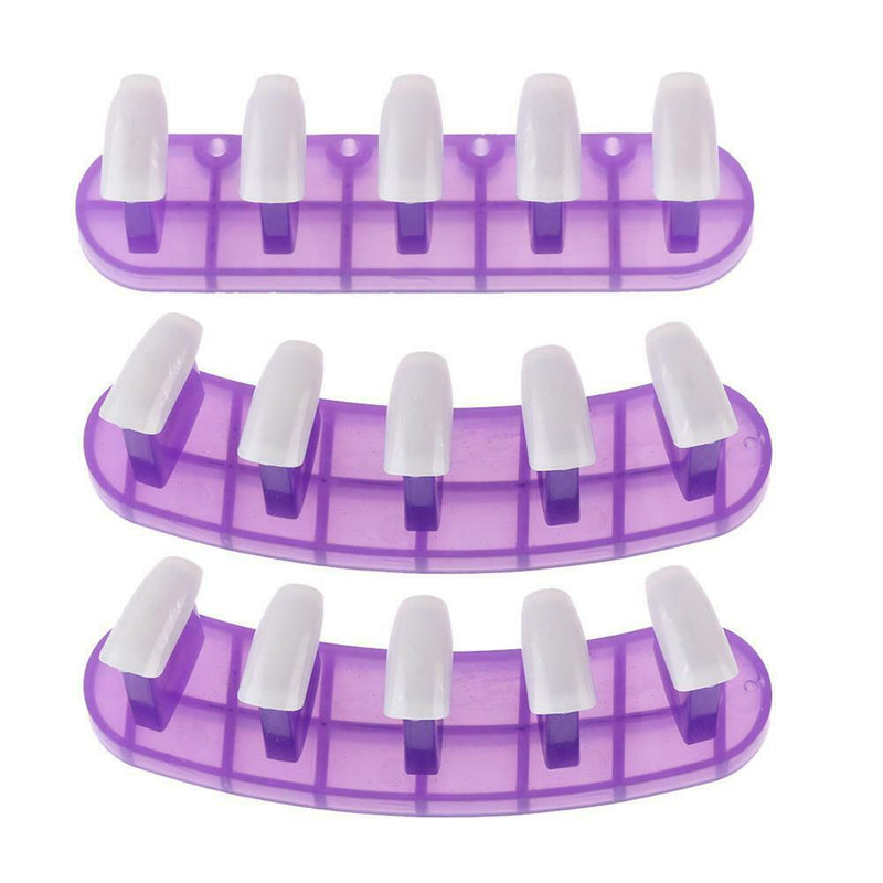 3 in 1 Nail Holder Practice Training Display Stand w/15pcs Nail Tip (Purple