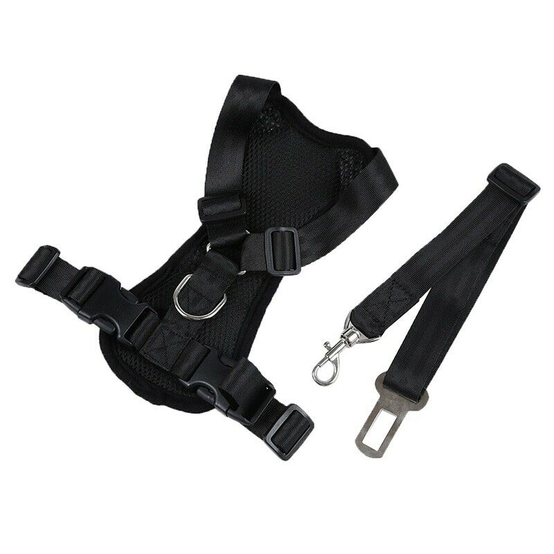 Pet Dog Cat Harness Safety Strap Vest with Car Seat Belt Lead Clip, Free Si