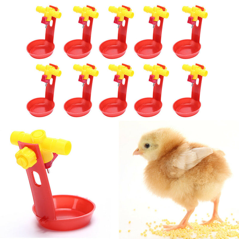 10sets chicken waterer cups bird feeding cup quail bird poultry cage automati BX
