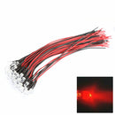 50pcs DC 12V 5mm Car Decor Red Light LED Long Bright Lamp Bulbs with Wire