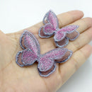 20Pcs Chic Boutique Embroidery Chiffon Butterfly Applique Double-Layer Colo