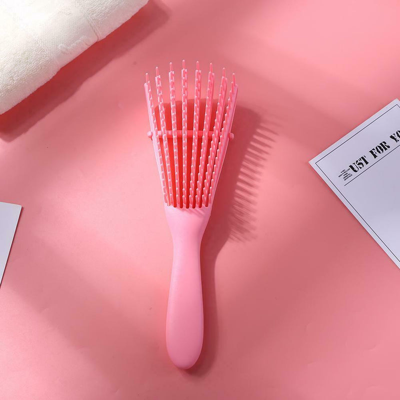 Women Hair Scalp Massage Comb Wet Curly Hairdress Styling Hairbrush (Pink)
