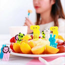 10pcs/pack Animal Farm Fruit Fork Mini Cartoon Children Snack Cake Dessert  D1E4