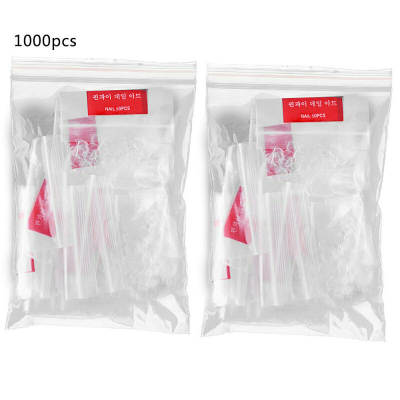 1000pcs DIY Nail Art Full False Foot Toe Nail Tips Acrylic Gel Clear Color