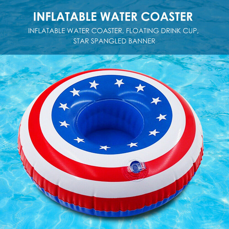 National Flag Pattern Swimming Pool Floating Inflatable Cup Seat Coaster