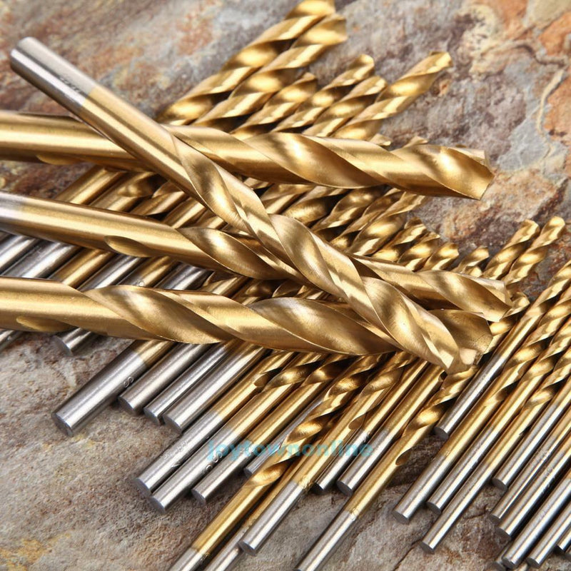 99PCS HSS Twist Drill Bit Set Titanium Coated Home Metal Drilling Tool 1.5-10mm