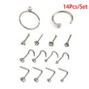 14XCrystal Unisex Surgical Steel Screw Nose Stud Ring Hoop Piercing Jewelry OZ