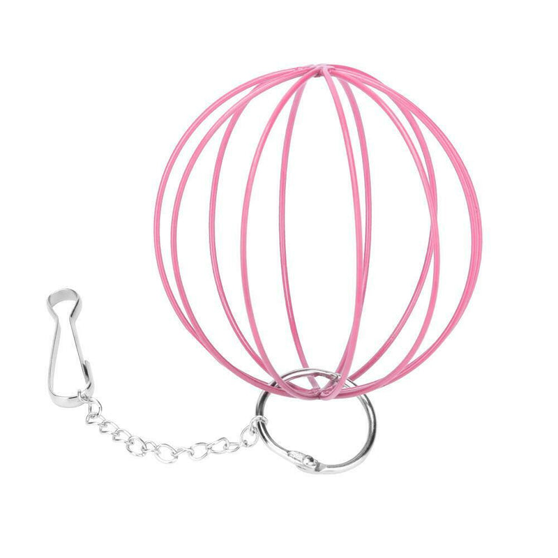 Stainless Steel Plating Pet Hay Manger Food Ball Rabbit Grass Rack (Pink) A