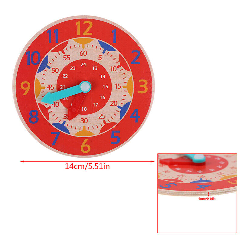 Wooden Colorful Clock Cognition Clocks For Kids Early Preschool Teaching AidsTEC