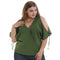 Off Shoulder Short Sleeve T Shirts Women Chiffon Tops (Army Green)(5XL)