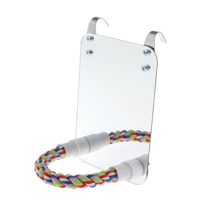 Parrot Large Mirror Bird Mirror with Rope Perch & Chewing Shell Interactive