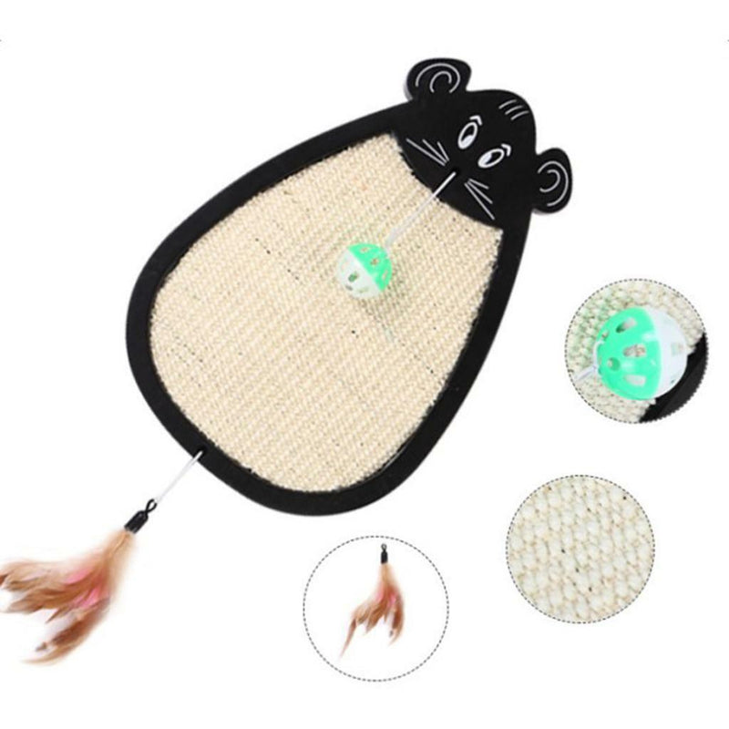Cute Mouse Shape Cat Kitten Scratch Board Pet Hanging Play Mat Pad With Ball