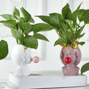 Set of 3 Cute Girl Blowing Bubbles Succulent Planters Vinyl Flower Pot for Home