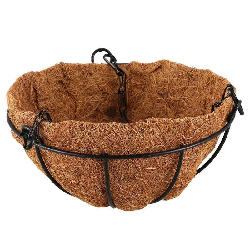 Black Growers Hanging Basket Planter with Chain Flower Plant Pot Home Garde