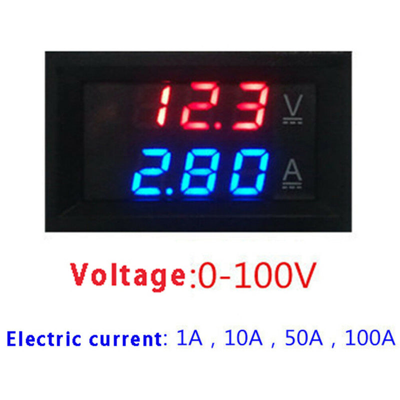 Digital Red LED Voltage Meter DC100V 10A Voltmeter Ammeter Blue+Red LED Amp N Gw