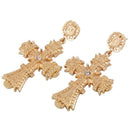 Fashion Big Cross Pendant Earrings Bohemian Flower Ethnic Style Retro Long  Q7D6