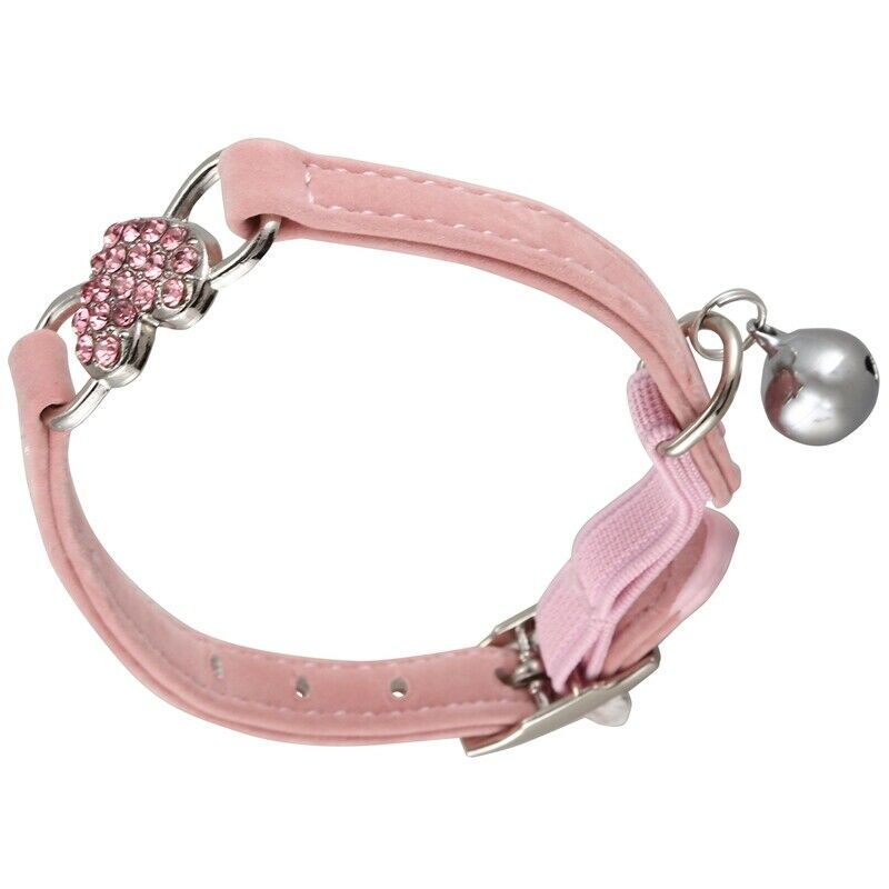 Heart charm and bell cat collar safety elastic adjustable with soft velvet  J3R5