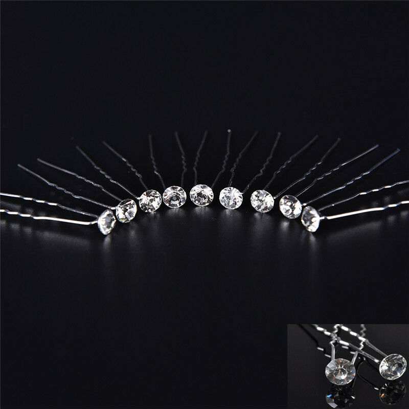 20PCS Clear Crystal Rhinestone Diamante Wedding Bridal Prom Hair Pins Hairpin Gw