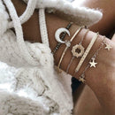 5pcs Retro Shell Flower Bracelet Slice Bangles Women Jewelry Gift (Style 4) A