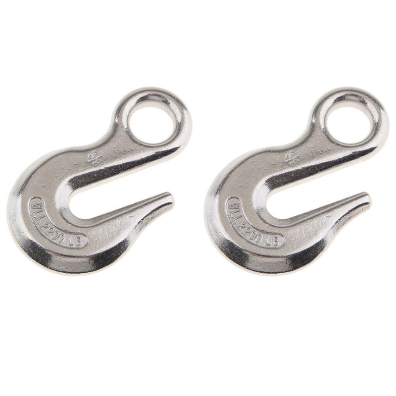2 x 3/8" Sling Stainless Steel Winch Cable Eye Hook Trailer Boat Towing Chain