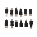 12pcs OTG USB 2.0 Connectors, USB-A Male/Female to Micro-B Mini-B RJ45