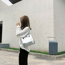 New Big Tote Female Bag Burst Crack Chain Shoulder Messenger Bag Pu Leather