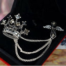 Fashion Men's Rhinestone Black Tie Tack Chain Suit Pin Lapel Brooch Accessories
