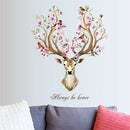 sika deer head flowers wall stickers wall decals kids home decor removable FT