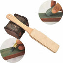 Wood Handle Leather Sharpening Strop For Razors 2 Sided Knives Polish Compound