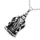 Ganesha Elephant God Necklace Mens Stainless Steel Success Fortune Charm