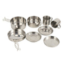 8pcs Outdoor Camping Picnic Cookwares Stainless Steel Cooking Bowl Pan Set