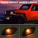 2 Pcs LED Side Marker Lights for Jeep Wrangler JL 2018 2019,Smoke Lens Ambe
