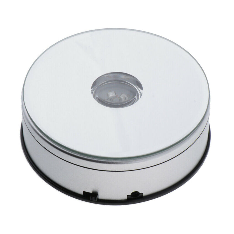 Crystal 4.72 Inch Rotating LED Light Display Base with USB Adaptor, White