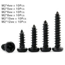60Pcs M2 * 4-12mm Phillips Pan Head Self Tapping Screws Micro Set Zinc Black