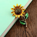Womens Brooch Pin Sunflower Alloy Enamel Inlay Crystal Dress Shirt Suit Sweater