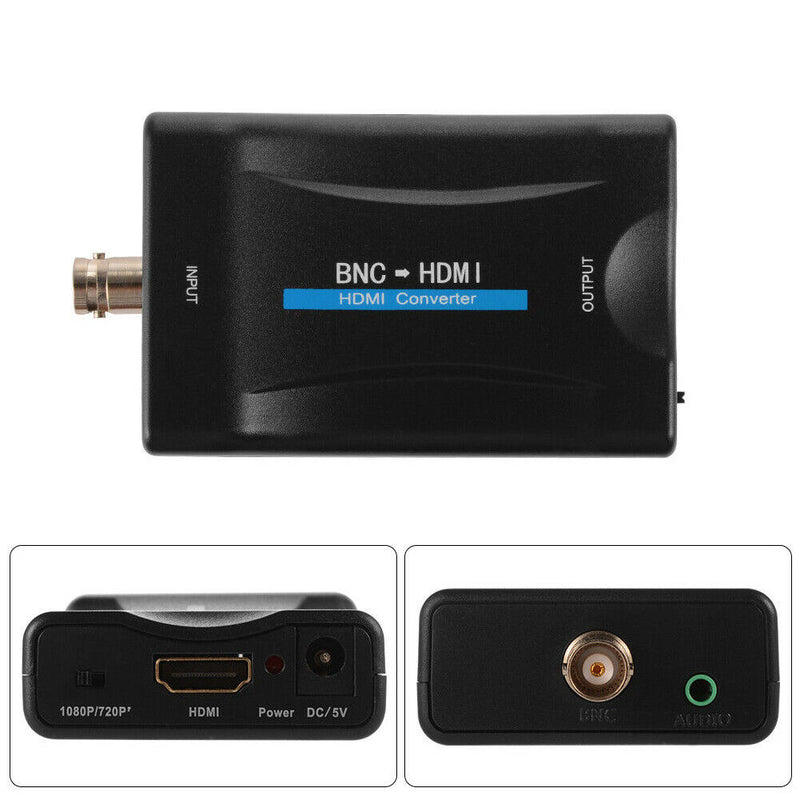 Black Converter BNC To HDMI Conector TV Signal With USB Cable HD 1080P/720P
