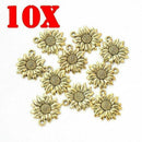 10pcs Golden Sunflower Beads Charms Necklace Bracelet Pendant Jewelry Making Set