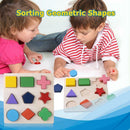 Wood Geometric Shapes Sort Math Montessori Puzzle Kids Educational Toys (1) A