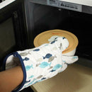 1X(Oven Mitt Heat Insulation Microwave Gloves Cute Blue Fish Cotton Gloves